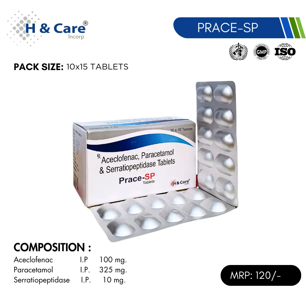 Aceclofenac Paracetamol Serratiopeptidase tablets: prace-sp